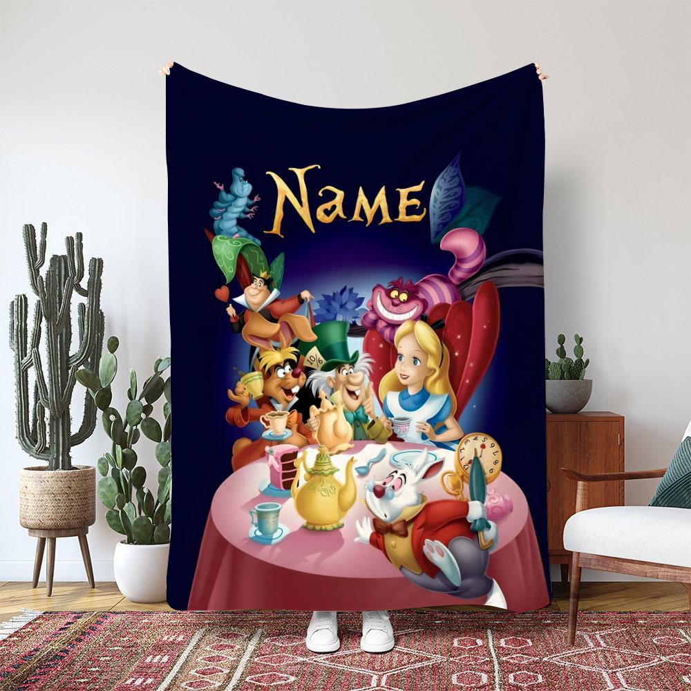 Discover Disney Alice In Wonderland Blanket, Mad Hatter Tea White Rabbit Blanket, Birthday Girl Boy Gift Blanket, Wonderland Adventure Decor
