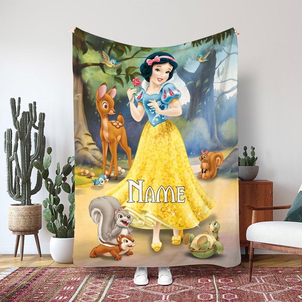 Discover Disney Snow White Seven Dwarfs Blanket, Disney Forest Birds Blanket, Birthday Girl Gift Blanket, Princess Fairy Tale Decor