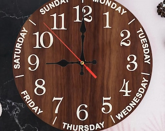 Reloj de pared de madera rústico silencioso, arte de pared, decoración minimalista moderna para oficina, regalo de jubilación.