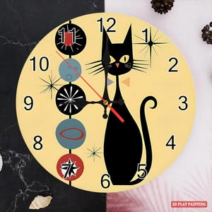 Cat Clock, Cat Lovers Clock, Cat Design Clock, Cat Wall Clock, Cat Home Decor, Modern Wood Wall Clock, Animal Decor and Cat Lover Gift