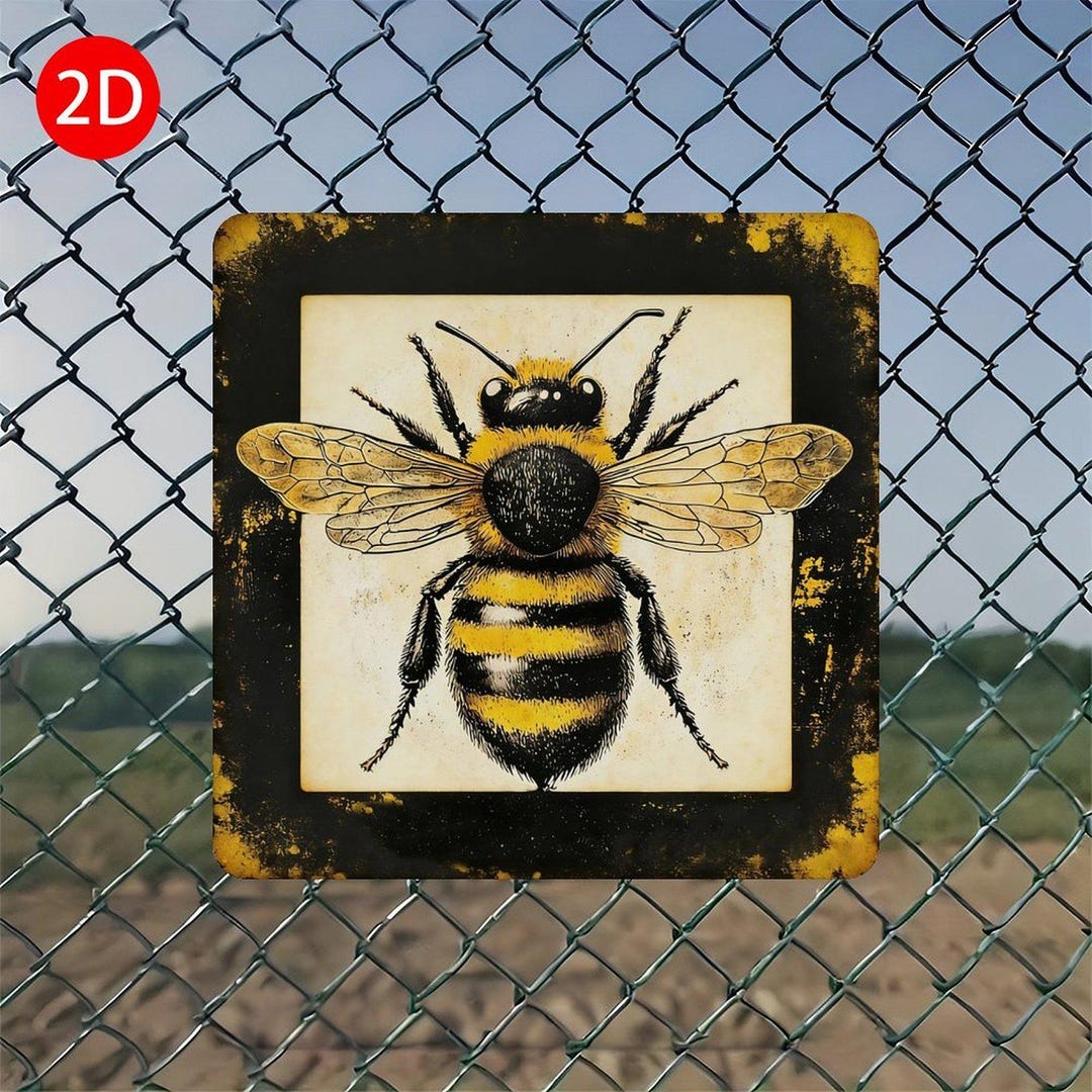 Rustic Bee Design Vintage Bee Aluminum Wall Art - Rustic Honey Bee Decor - Etsy