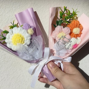 Mini Crochet Flower Bouquet/Handmade Knitted Bouquets/Wedding Souvenirs/Graduation Gifts/Party Favors for Guests/Custom Color Knit Flower