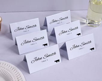 Personalized Wedding Place Cards, Custom Names, Elegant Table Setting Cards