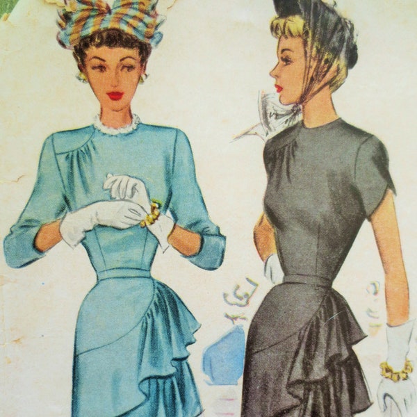 Vintage McCall 7345, 1940s Dress Pattern, Draped Dress, Bust 32, Day Dress, 40s Frock, 1940s Sewing Pattern, Vintage Sewing Pattern, Forties