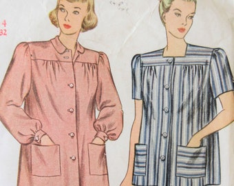 Vintage Simplicity 1759 Smock Pattern, 1940s Sewing Pattern, Bust 32, Vintage Long Sleeved Top Pattern, Sleeve Variations