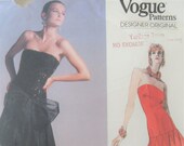 Vintage Bellville Sassoon Formal Dress Pattern, Vintage Vogue 1701 Sewing Pattern, Bust 32.5, Strapless Dress, 1980s Designer Dress Pattern