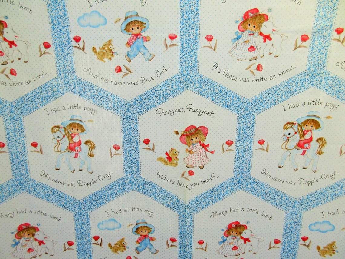 Vintage Fabric Nursery Rhyme Fabric Children's Room Etsy