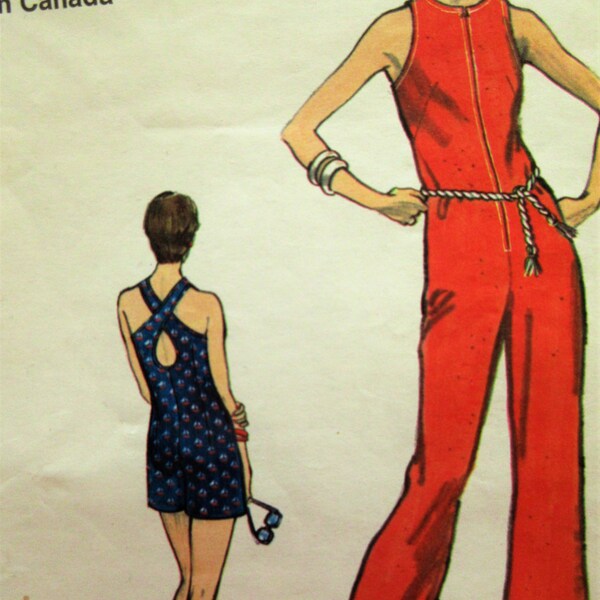 Vintage Vogue 8307 Sewing Pattern, 1970s Jumpsuit Pattern, Sleeveless Jumpsuit, Bust 34, 1970s Sewing Pattern, Halter Jumpsuit