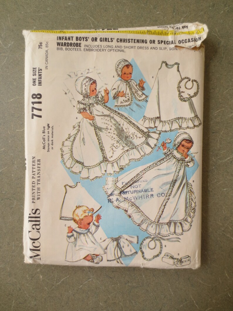 Vintage McCall's 7718 Sewing Pattern Christening Gown Etsy