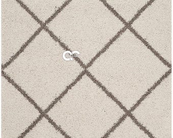 Beige & Brown Shaggy Microfiber Area Rug, Plush High Pile