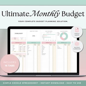 Monthly Budget Spreadsheet | Personal Finance, Savings Tracker, Bill Payment Calendar, Expense and Debt Tracking