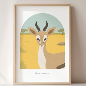Thomson&#39;s Gazelle animal Illustration Poster：Digital Download Wall Art