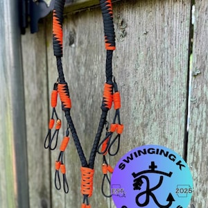 Handmade Duck Call Lanyard Black & Orange | Paracord Waterfowl Hunting Gear, Goose Call Holder, Outdoor Gift for Hunters