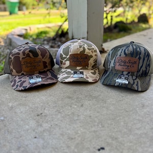 Dirty South Hunting Co. Leather Patch Hats | Richardson 112 Snapback Caps | Camo