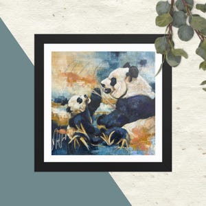 Stampa artistica di un panda giocoso - Stampa artistica con cornice di un animale in stile espressionista astratto