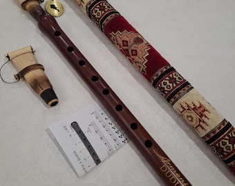 Duduk armenio profesional en clave de La (La) – Madera de albaricoque artesanal con estuche ornamental tradicional