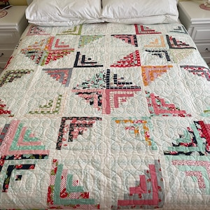 Thimble Blossoms Quilt: Sweet Escape Log Cabin Design, 100% Cotton