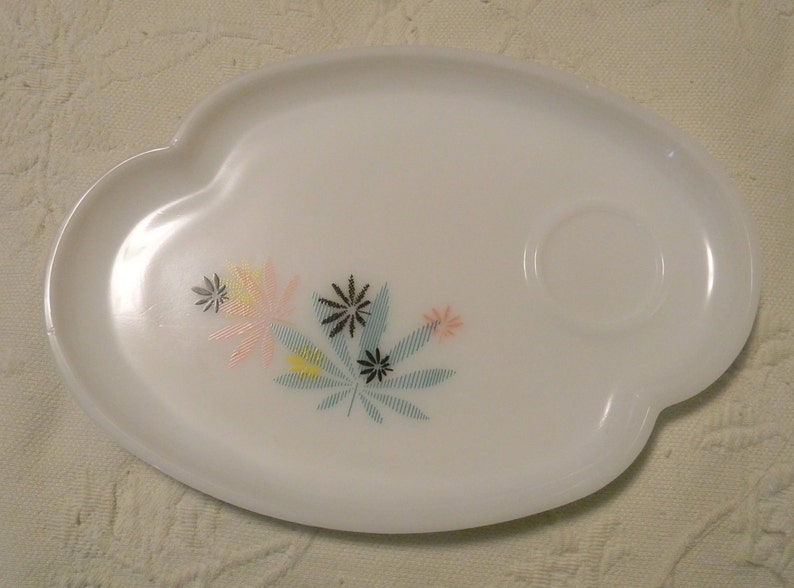 Vintage Snack Sets Milk Glass Service for 2 Atomic Flower Etsy