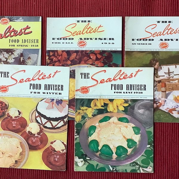 Vintage SEALTEST Food Adviser, Recipe Books, Cookbooks, 5 Books, 1938