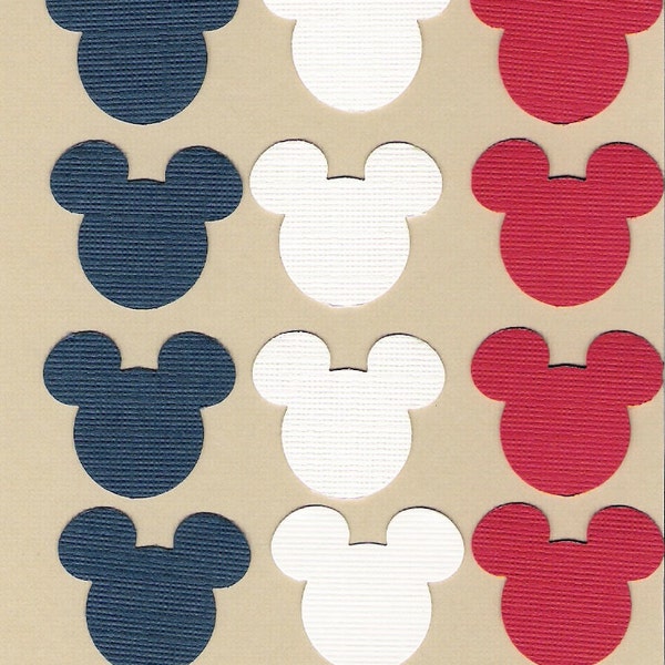 Mickey Mouse ears die cuts, punchies, Patriotic, red, white & blue, Disney, Disneyana, 120 ears, Treasury Item