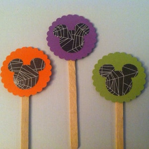Mickey Mouse, Spider Web, Halloween, Cupcake Toppers, Disney inspired, Set of 24, Treasury Item