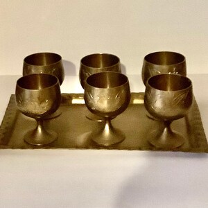 Vintage Brass Liqueur Set, Cordial Set