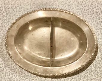 Vintage Avon, Wm Rogers, Divided Serving Tray, Oval, No. 3612, Silver Plate, signed