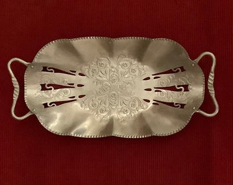 Vintage, Hand Forged, Aluminum Tray, Hammered Tray