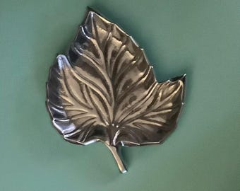 Vintage Pewter, Leaf Shaped Dish, 1990’s