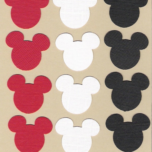 Mickey Mouse ears die cuts, punchies in red, white & black, 120 total, Disney, scrapbooking, confetti, and more, Treasury Item