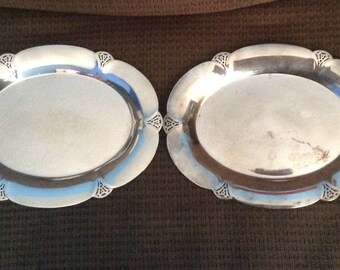 Vintage William Rogers, Silver-plate, Oval Serving Trays, No. 411, Platter, Wm. Rogers, Set of 2, signed