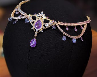 Professional lightweight handcrafting Ballet forehead Tiara, Le Corsaire, Esmeralda, Lavender stage headpiece