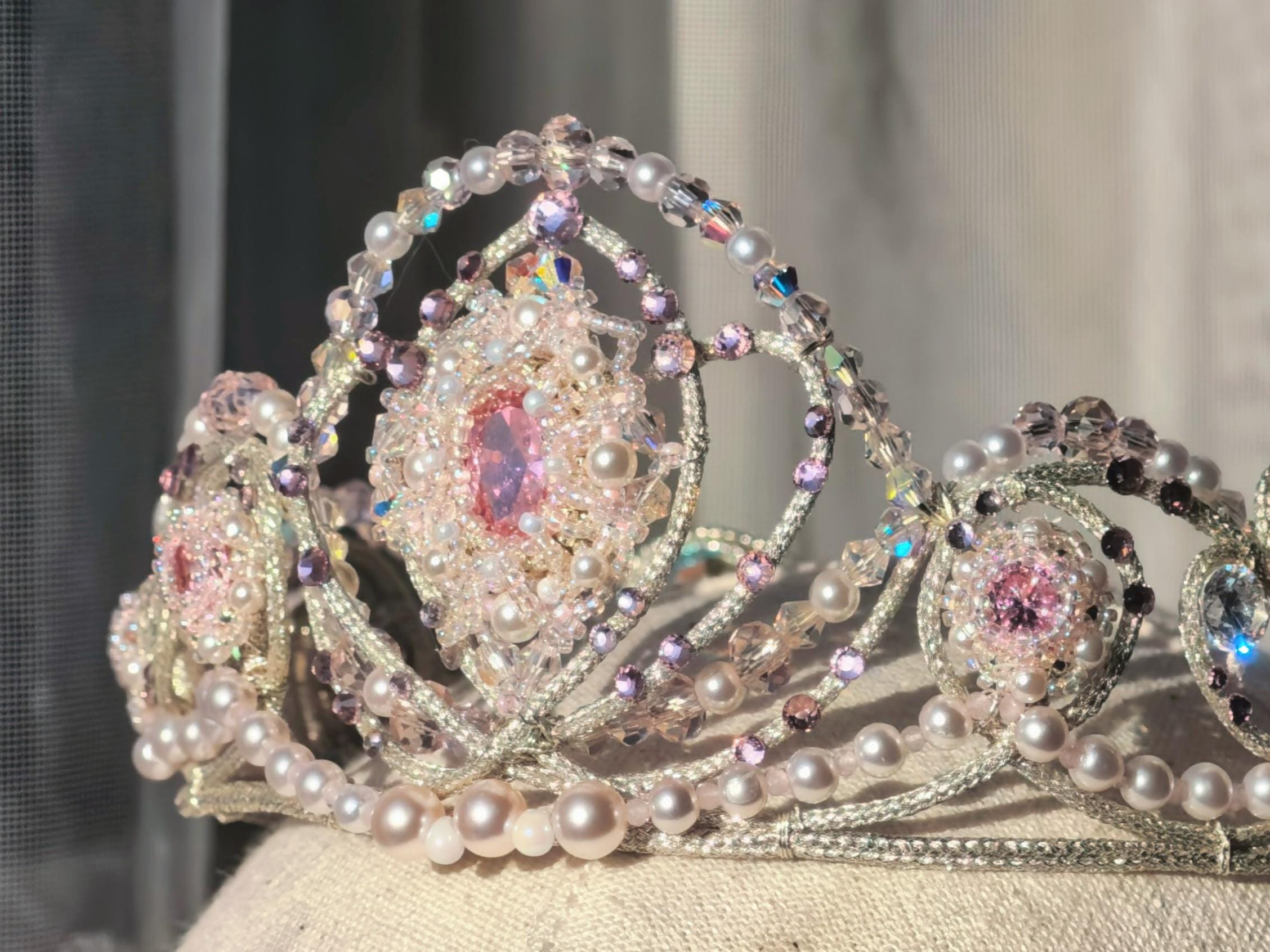Professional Sleeping Beauty/Sugar Plum Fairy Ballet Tiara - Handcrafted Rhinestone & Bead-Wrapped Headpiece for Variations