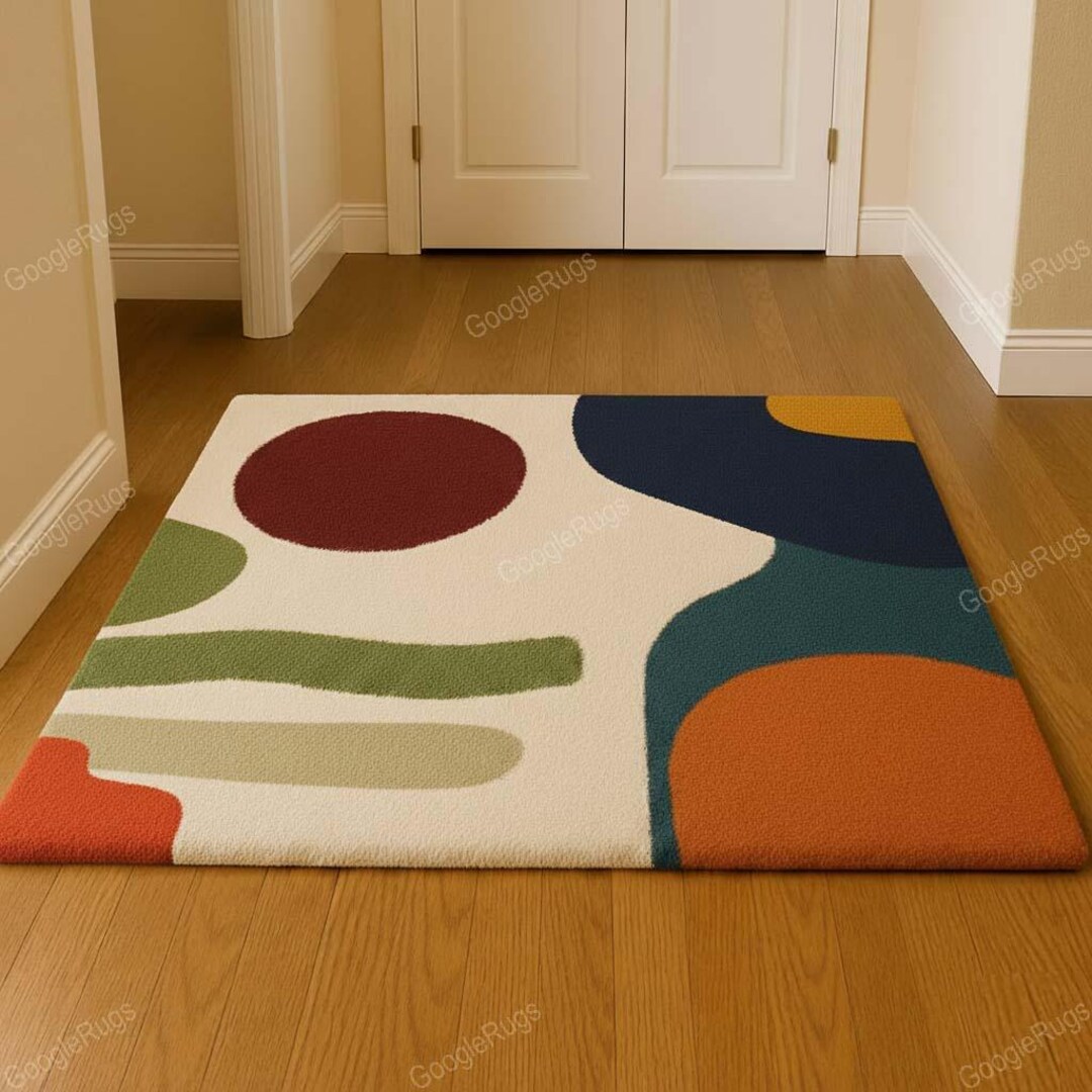 Hand Tufted Wool Area Rug | Abstract Geometric Modern Carpet, Bedroom ...
