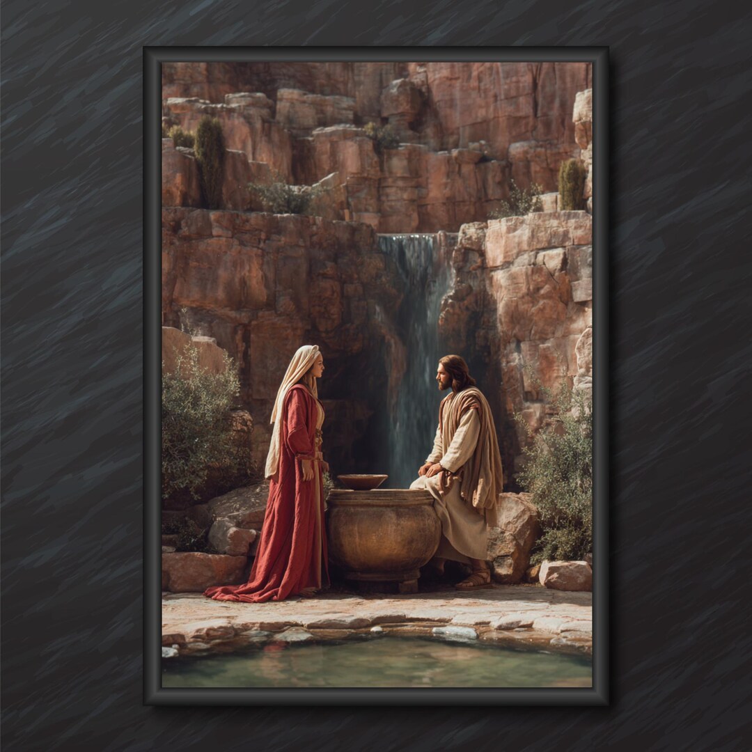 Jesus and the Samaritan Woman Wall Art | Christian Printable Decor - Etsy