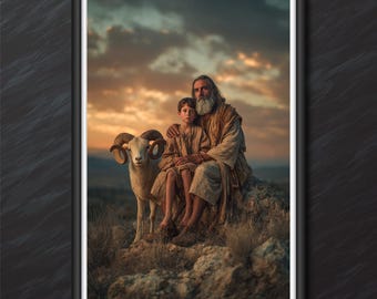 Abraham and Isaac Printable| Cinematic Bible Story Print | Christian Decor Digital Download