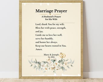 Personalized Marriage Prayer Print • Christian Anniversary Gift (Digital Download)