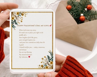 Christian Valentine’s Day Card Printable | Romantic Faith Message for Husband Wife | Religious Love Note