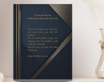 Christian Husband Birthday Blessing Card | Printable gift for Him
