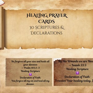 Vintage Healing Prayer Cards – Printable Bible Verses & Declarations | Christian Affirmation Cards | Instant Digital Download