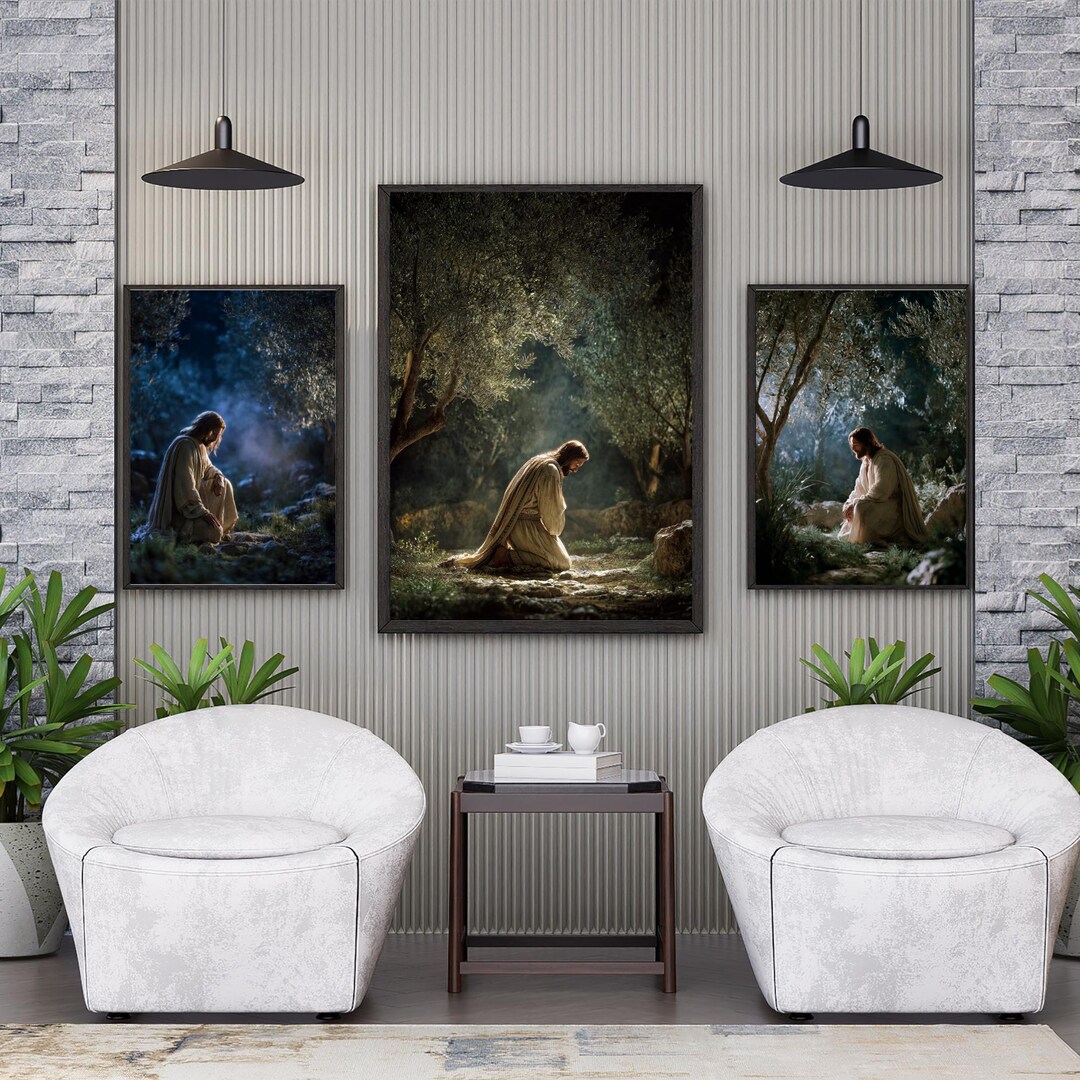 Jesus Praying in the Garden of Gethsemane 3-piece Wall Art Set ...