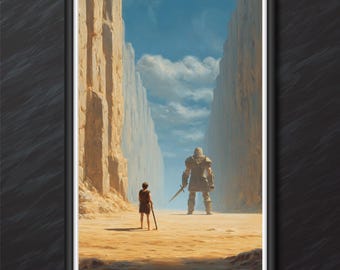 David & Goliath Art – Cinematic Biblical Decor Printable