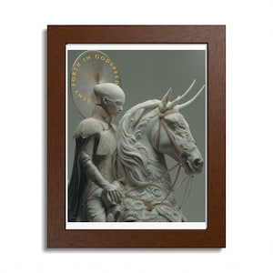 Fantasy Knight and Unicorn Framed Poster, Home Decor Wall Art Gift Office Decoration, Multi-Color Art Print, Godspeed, Unique Fantasy