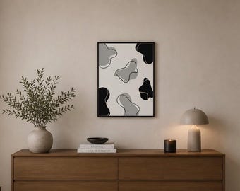 Black and White Abstract Wall Art Printable, Modern Minimalist Wall Decor, Neutral Abstract Print, Contemporary Home Decor
