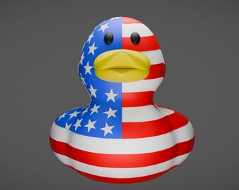 American Flag Duck, 3D Printed, PETG Plastic