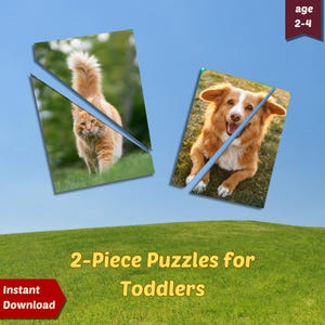 Real Photo Montessori Puzzle, Toddler 2-Piece Puzzle, Farm Animals Matching Game, Preschool Activity Printable