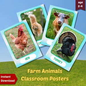 Farm Animal Photo Prints: Educational A4 Decor, Set of 14 (Digital Download)