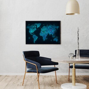 Kosmische Weltkarte [blau] | Wall Art, Digitaldruck, Tapete