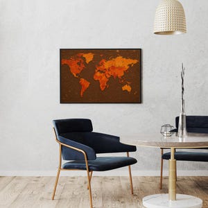 Wereldkaart herfstbladeren | Muurkunst, digitale print, poster, behang