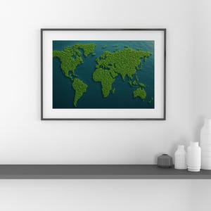 Mapa-múndi da floresta | Arte de parede, impressão digital, papel de parede
